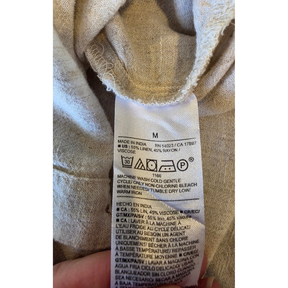 Old Navy The Boyfriend Shirt Linen Blend Sz M Lagenlook Granola Boho Minimalist - Picture 4 of 7